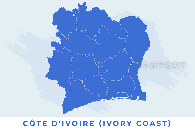 Côte d_科特迪瓦(象牙海岸)国家地图，Côte d_科特迪瓦(象牙海岸)地图向量，Côte d_科特迪瓦(象牙海岸)地图插图向量。